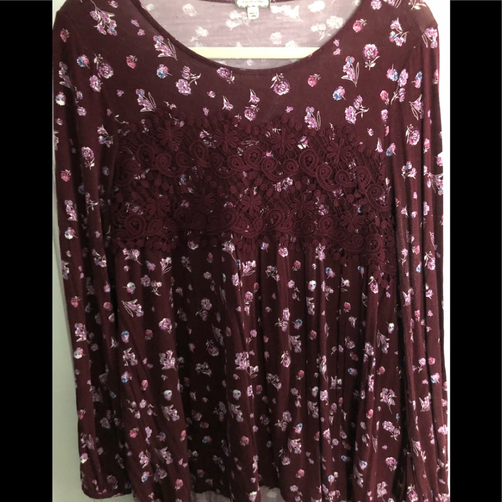 Burgundy floral top